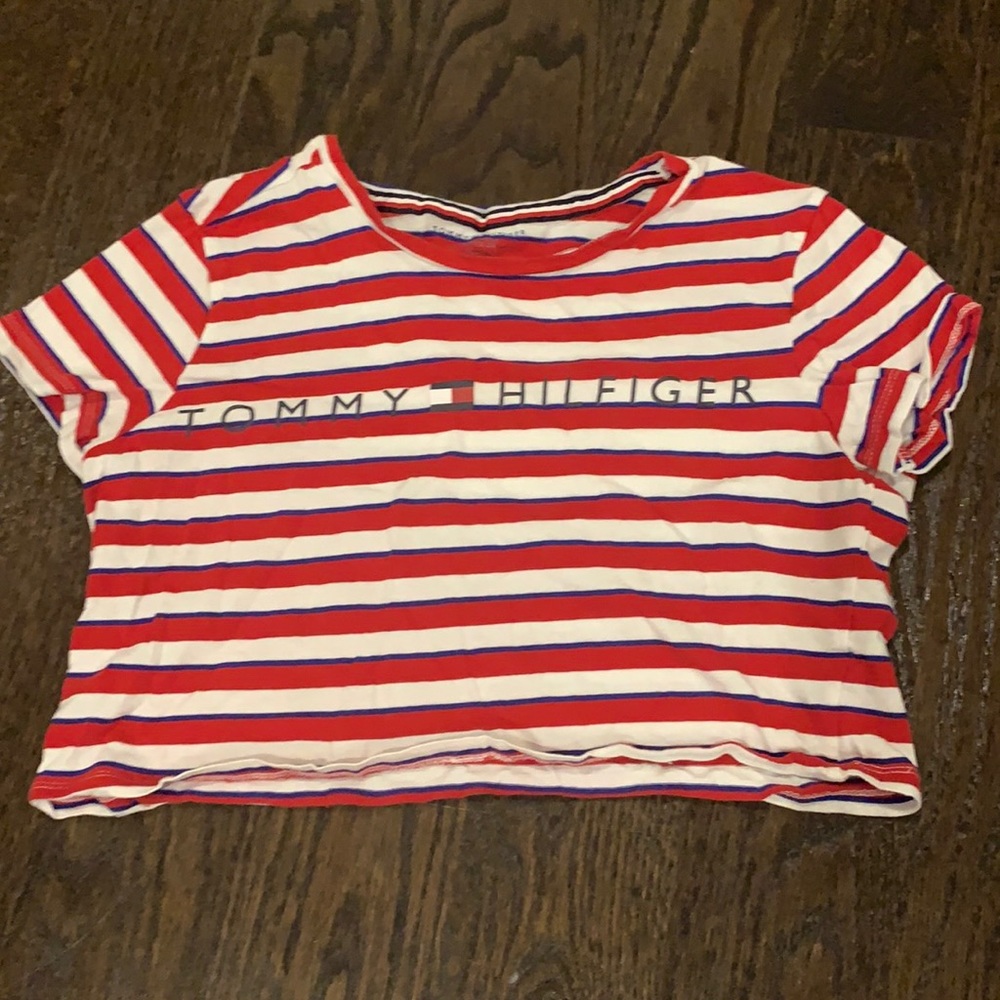 Tommy Hilfiger red white and blue cropped tee